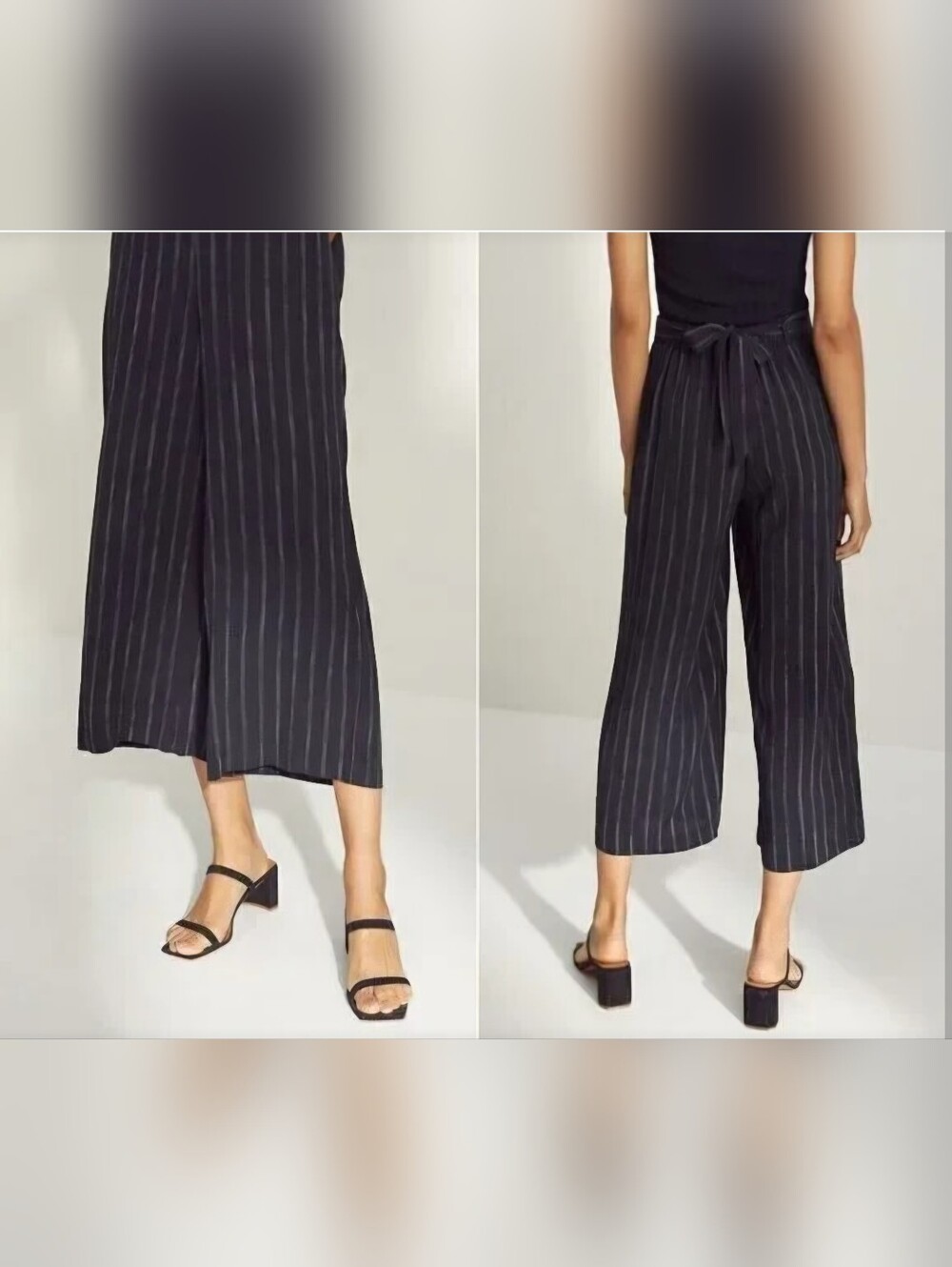 Aritizia Wilfred Faun Pinstripe Wide-Leg Tie-Waist Pants